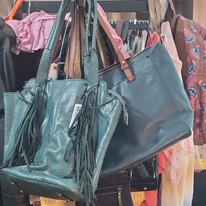 Elegant Teal Leather Tote Bag